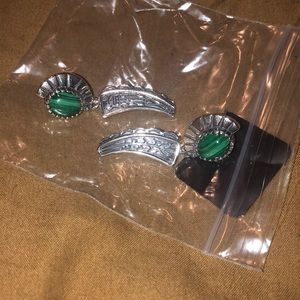 Fritz Casuse Sterling & Malachite Harvest moon earrings